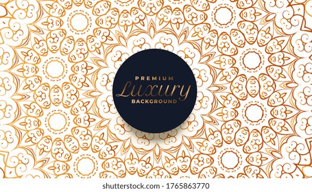 plantilla de diseño de fondo de patrón de mandala dorada de lujo