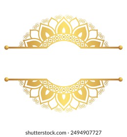 Luxury golden mandala rectangle corner certificate border pattern line photo thai frame islamic wedding invitation background