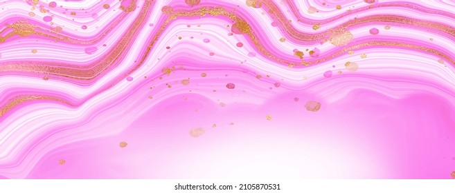 Luxury golden marble pink bright texture. Abstract pink marble with gold. Vector abstract shiny pattern. Vector cover.