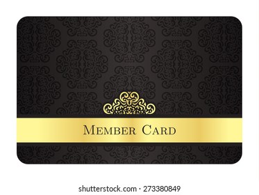 Luxury golden member card with classic vintage pattern