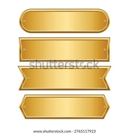 Luxury Golden Metal Plates Vector Illustration