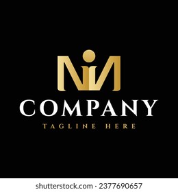 luxury golden MI M I letter initial based logo design