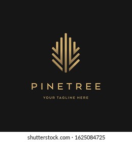 Luxury golden and monochromic Pine Tree Logo Template Illustration Design. Vector EPS 10.