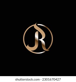 luxury golden monogram style letter initial JR or RJ Logo