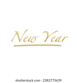 Luxury Golden New Year Text Letterong. Gold new Year Design Element. Luxury Decorative Text New Year. Luxury 3D Text. Vector Illustration