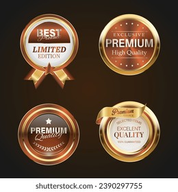 Luxury golden orange sale badges and labels. Retro vintage sale circle badge design