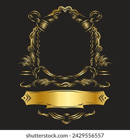 Luxury golden ornament frame with initial letter for brand name