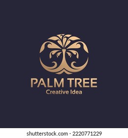 Luxury golden palm tree logo icon vector isolated for your company