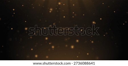 Luxury golden particles sparkling and bokeh on dark background with gold lighting effect. Luxury celebrations festive style concept. Vector illustration.