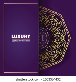 Luxury golden pattern background with arabesque arabic islamic east style for Wedding card, book cover.