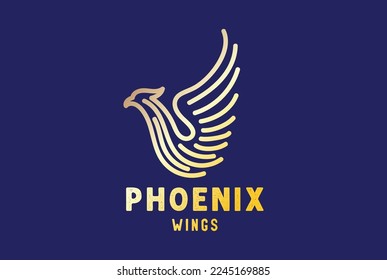 Luxury Golden Phoenix Wings Logo Design Vector