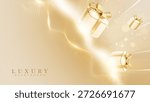 Luxury Golden premium background with smooth light particle and gift box, vector illustration.