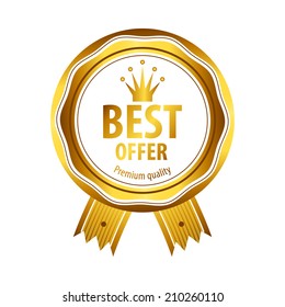 Luxury golden premium quality best choice labels set isolated vector 