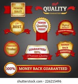 Luxury golden premium quality products best choice labels set isolated vector illustration