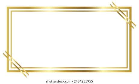 Luxury golden rectangle corner certificate border pattern line photo thai frame islamic wedding invitation background 