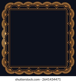Luxury golden rectangle corner certificate border pattern line photo frame islamic wedding invitation background