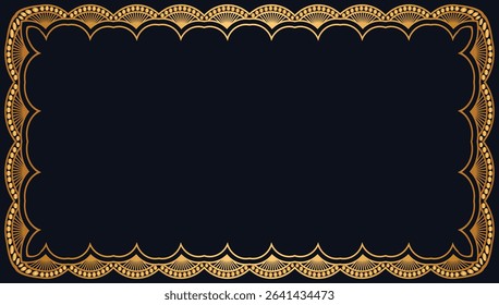 Luxury golden rectangle corner certificate border pattern line photo frame islamic wedding invitation background