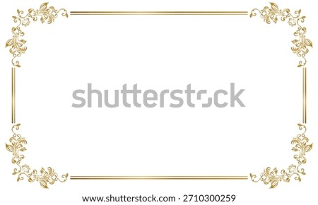 Luxury golden rectangle corner certificate border pattern graphic isolated
