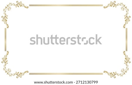 Luxury golden rectangle corner certificate border pattern vector