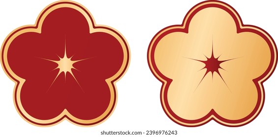 Luxury golden and red apricot blossom symbol illustration element set for Chinese new year