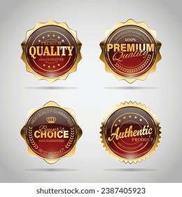 Luxury golden red badges and labels. Retro vintage circle badge design