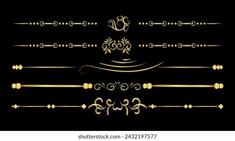 Luxury golden and retro dividers set. Calligraphic design elements vector.