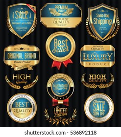 Luxury golden retro labels collection 