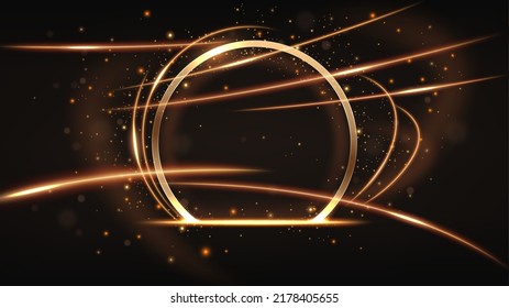 Lujo de luz de anillo dorado de lujo, Ilustración de vectores con pantalla ancha