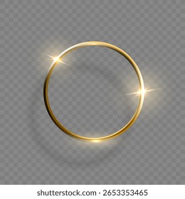 Luxury Golden Ring With Light Effects Isolated On Transparent Background. EPS10 Vector