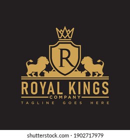 Luxury Golden Royal King Lion logo design inspiration