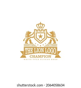 Luxury Golden Royal Lion King logo design
