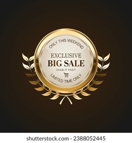 Luxury golden sale badges and labels. Retro vintage sale circle badge design