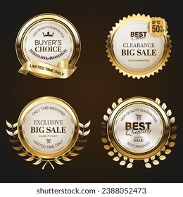 Luxury golden sale badges and labels. Retro vintage sale circle badge design