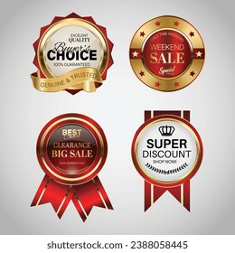 Luxury golden sale badges and labels. Retro vintage sale circle badge design