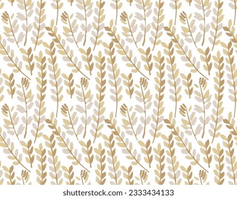 Luxuriöse goldene nahtlose Muster Blätter. Texturierte Hand gezeichnet mit Bürste. Vektorgrafik