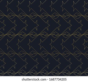 Lujoso patrón dorado sin fisuras. Antecedentes de arte vectorial.  Patrón de teselado. Elegante diseño geométrico para tela, embalaje, invitación, papel pintado.