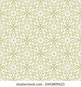 luxury golden seamless tiles thai floral pattern for textile fabric or indian wedding invitaton card 