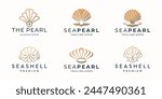 Luxury golden seashell logo design icon set collection. abstract shell symbol vector illustration