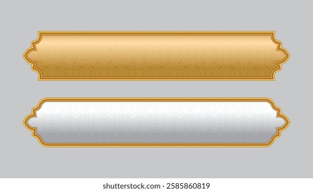 luxury golden set Arabic arch. Islamic text box or title frame border set. Collection for wedding invitation card 