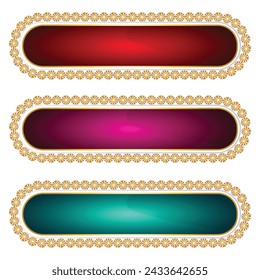 Luxury golden set arabic islamic banner title frame text box in transparent background