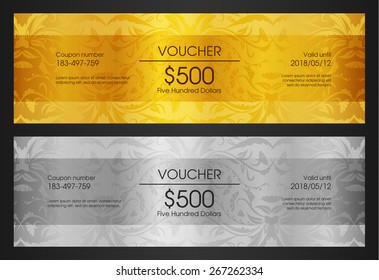 Luxury golden and silver certificate with vintage pattern