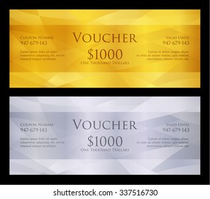 Luxury golden and silver voucher with modern background