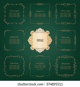 Luxury golden square frame and border set.