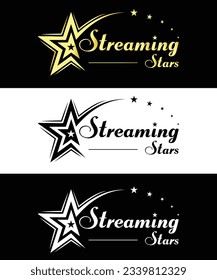 Luxury Golden Streaming Star logo Design Vector illustration.