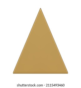 Ilustración vectorial realista de la forma de figura geométrica 3d de la pirámide del triángulo dorado de lujo. Diseño decorativo de diseño triangular costoso brillante metálico premium en blanco