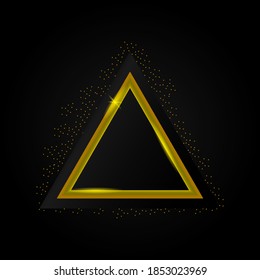 Fondo de diseño de marco brillante del triángulo dorado de lujo