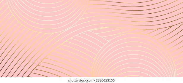 Luxury golden vector background. Abstract pink background and golden lines with glow effect. Modern style wallpaper for poster, advertising, promotional banner, business presentation and package desig