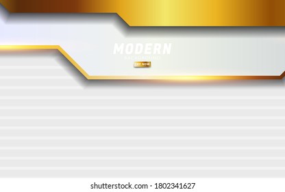 luxury golden vector background banner. Abstract realistic layered paper cut decoration texture with stripe. 3d backdrop. Vector illustration. Cover layout template. Material design concept