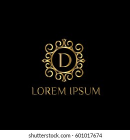 Luxury golden vector logo design template letter D