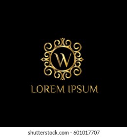 Luxury golden vector logo design template letter W